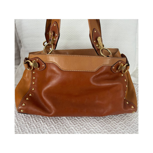 Michael Kors Two Toned Tan & Cognac Shoulder bag Studded Gold Hardware - Picture 3 of 8